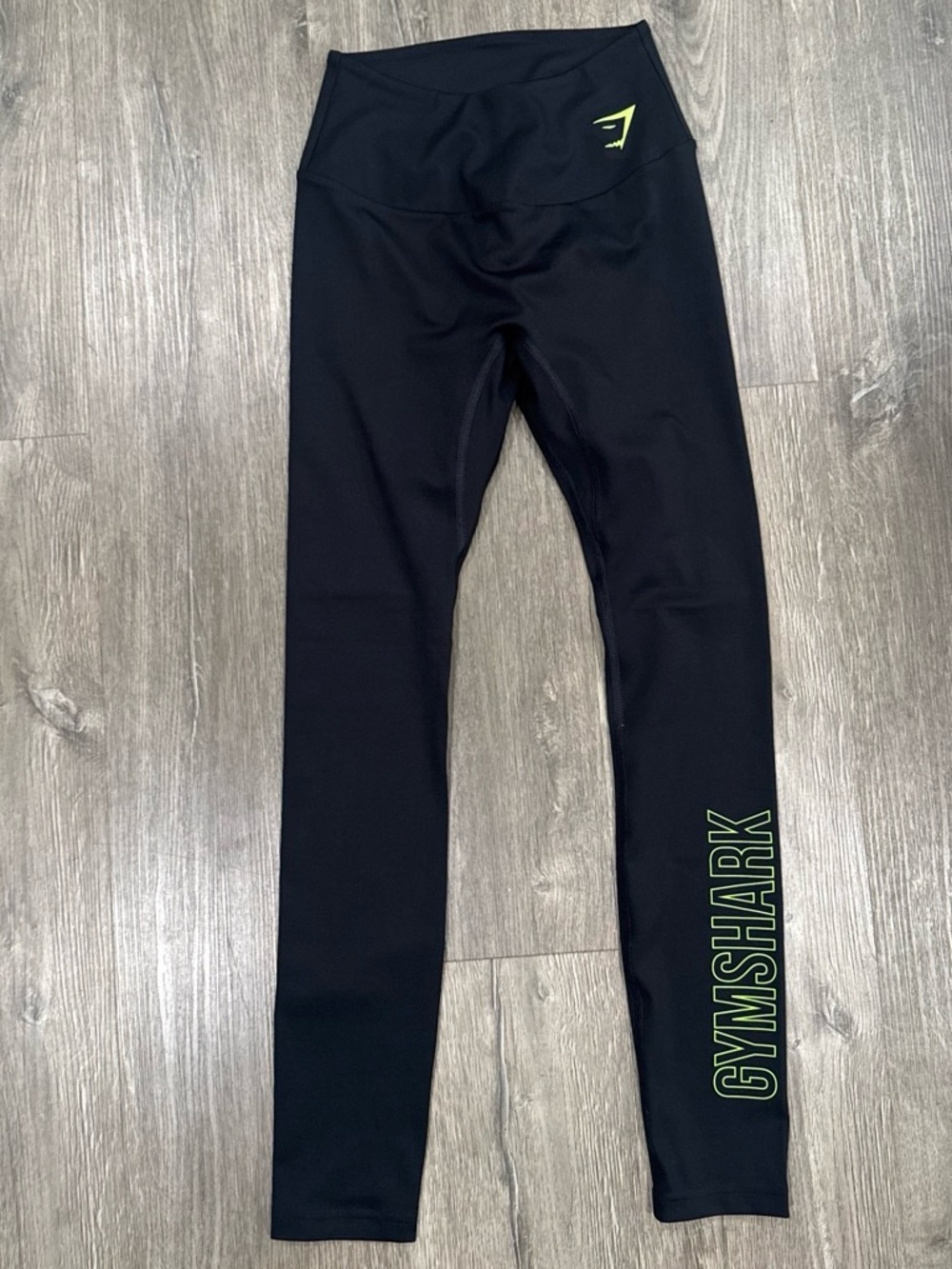 Gymshark black leggings with lime green logo